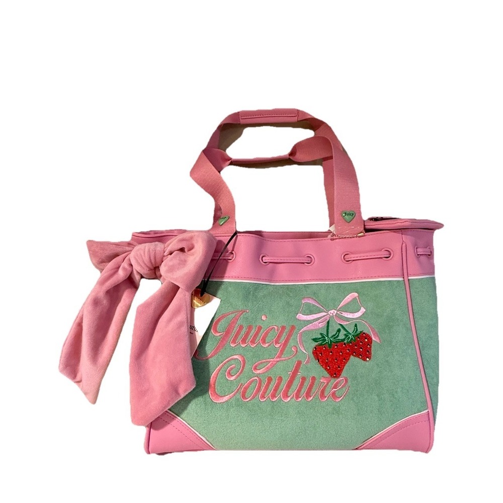 JUICY COUTURE RETRO STRAWBERRY TOTE‎ RETRO GREEN Bag Handbag Purse NWT Y2K 🍓